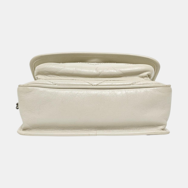 NIKI Small Chevron Calfskin White