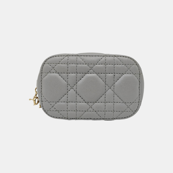 Vanity Lady Dior Super Mini Cannage Lambskin Gray