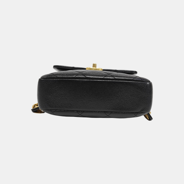 Quilted Grained Calfskin Backpack Black