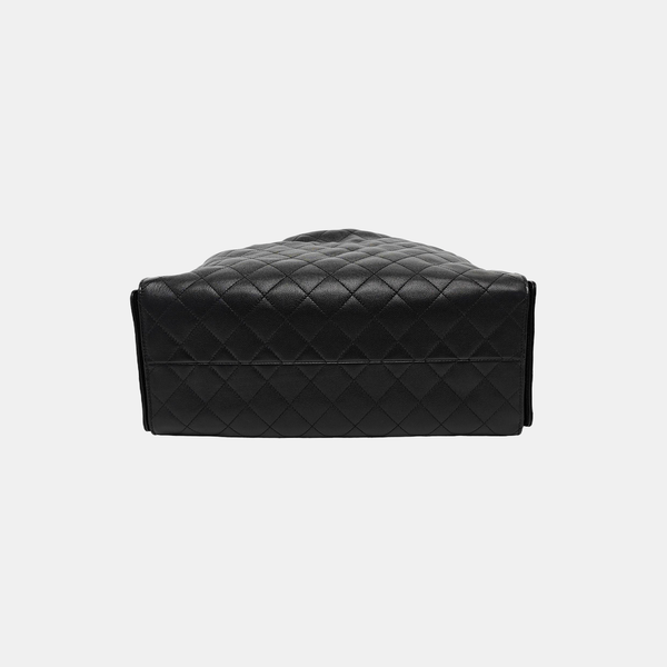 CHANEL 25 Large Quilted Grained Calfskin Black