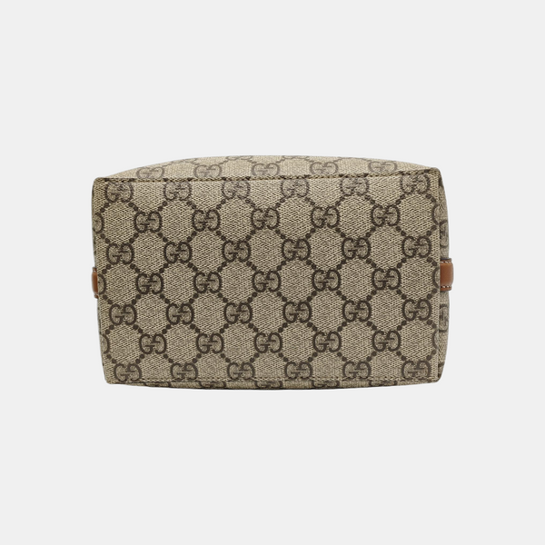GG Emblem Small Monogram Coated Canvas Beige