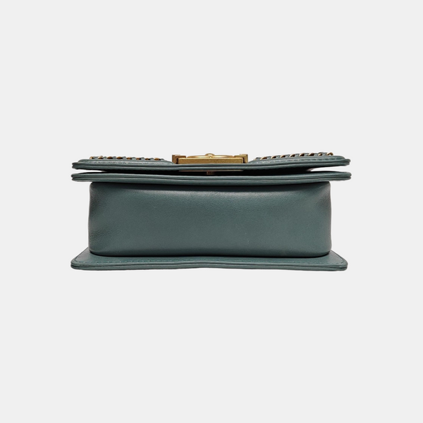 BOY CHANEL Small Quilted Calfskin Green