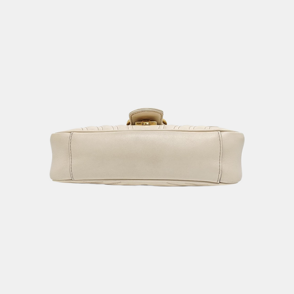 GG Marmont Small Quilted Calfskin White