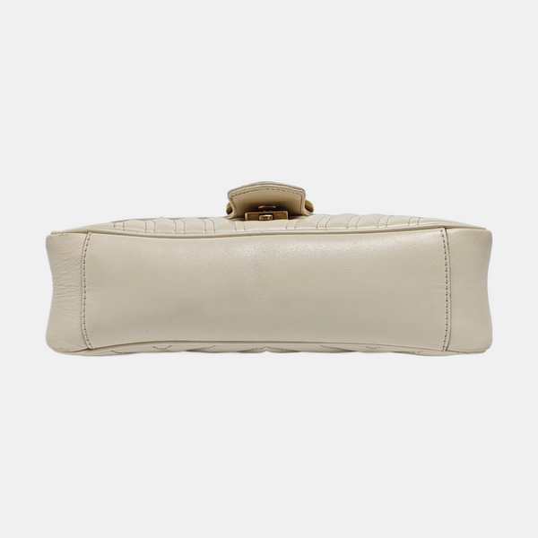 GG Marmont Medium Quilted Calfskin White