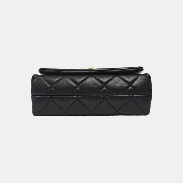 Quilted Lambskin Shoulder Bag Black