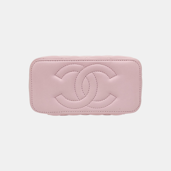 VANITY CASE Small Quilted Lambskin Pink