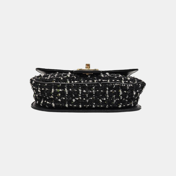 Quilted Grained Calfskin Shoulder Bag Black