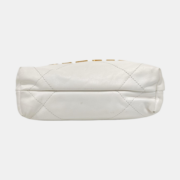 Authenticated pre-owned CHANEL 22 Mini Quilted Calfskin White - Tote Bag at Looply