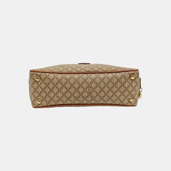 Coated Canvas Top Handle Bag Brown