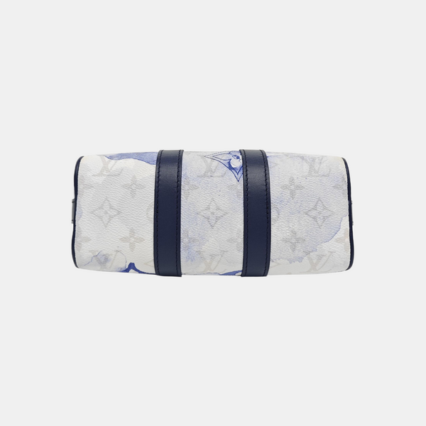 Authenticated pre-owned KEEPALL Nano Monogram Coated Canvas Blue - Shoulder Bag at Looply