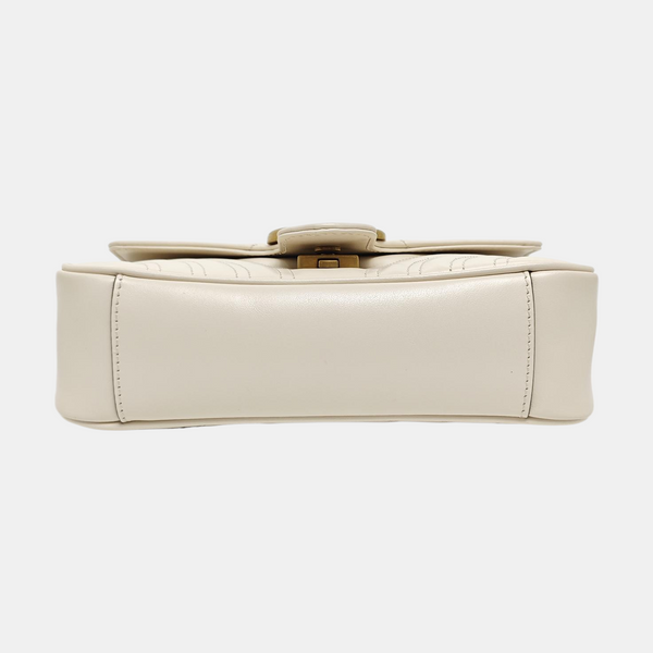 GG Marmont Small Quilted Calfskin White