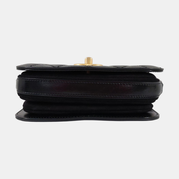 Mini Quilted Waxed Cafskin Black