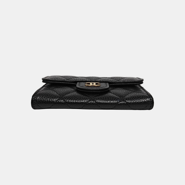 CLASSIC FLAP Quilted Grained Calfskin Black Wallet
