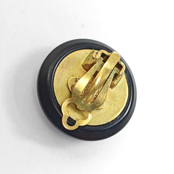 Gold Plated Black Clip On Earrings
