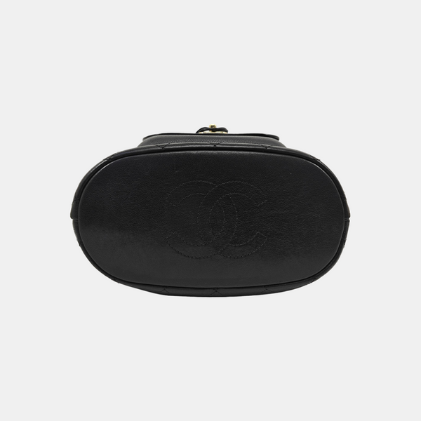Quilted Grained Calfskin Backpack Black