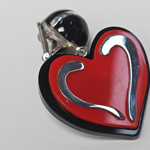 Metal Red Clip On Earrings