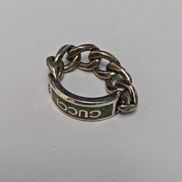 925 Sterling Silver Green Ring EU 50