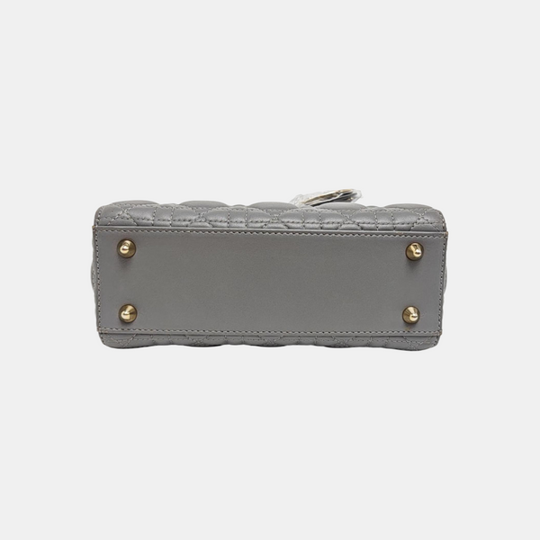 Lady Dior Pequeño de Piel de Cordero Acolchada Gris