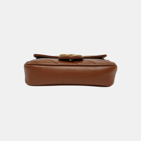 GG Marmont Mini Quilted Calfskin Brown