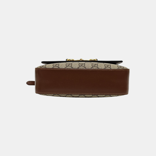 Authenticated pre-owned Horsebit 1955 Small Coated Canvas Beige - Shoulder Bag at Looply