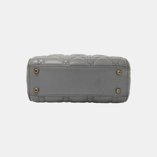 Lady Dior Mini Cannage Lambskin Gray