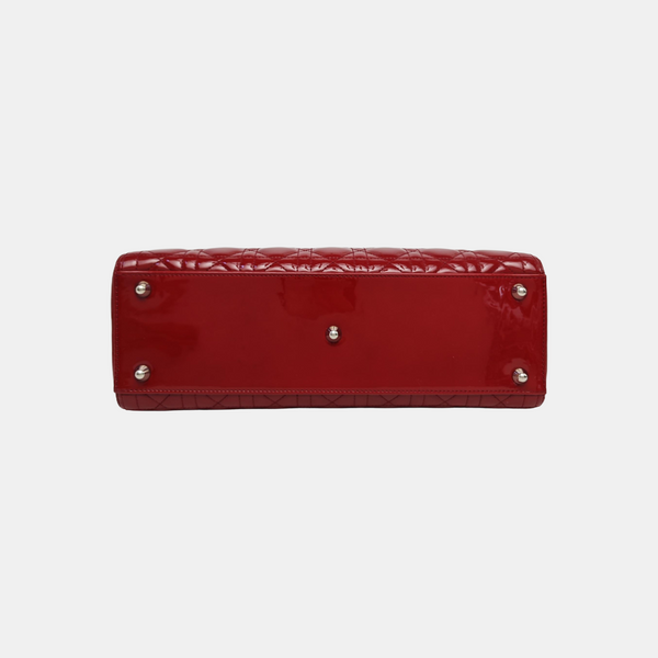 Lady Dior Large Cannage Patent Leather Red