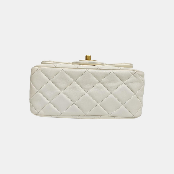 CLASSIC FLAP Mini Quilted Lambskin White