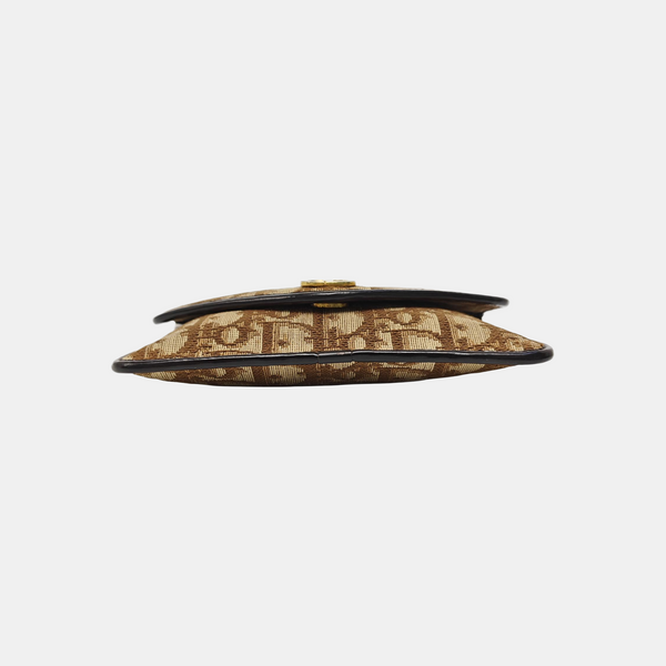 Oblique Canvas Clutch Brown