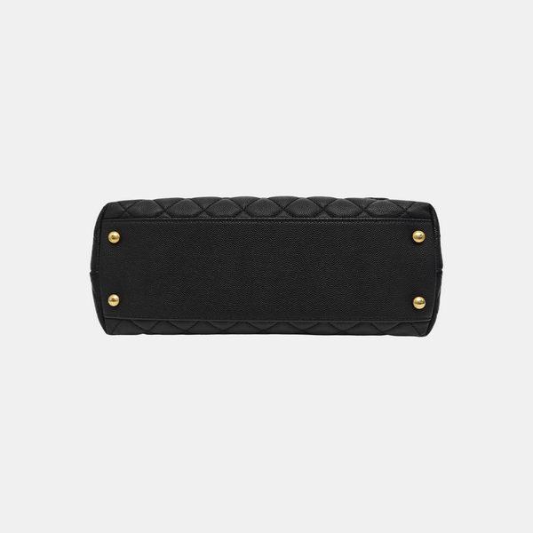 COCO HANDLE Medium Quilted Grained Calfskin Black