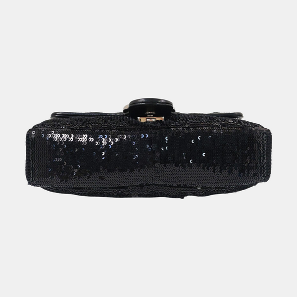 Authenticated pre-owned GG Marmont Small Quilted Sequins Black - Crossbody Bag at Looply