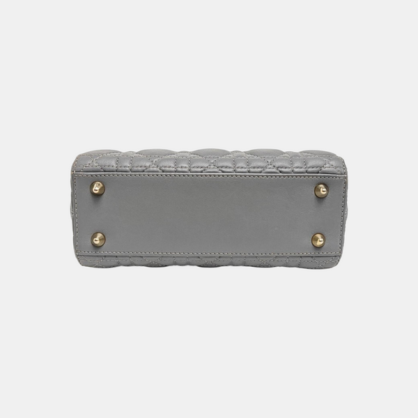 Lady Dior Small Cannage Lambskin Gray
