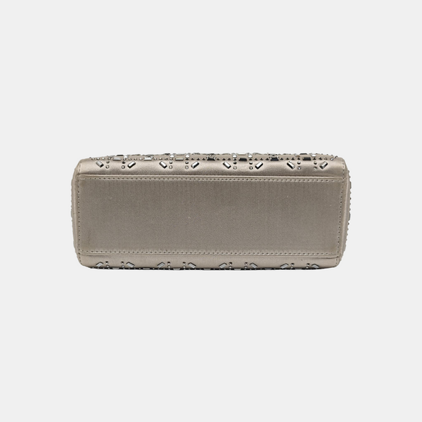 Lady Dior Mini Cannage Silk Satin Gray