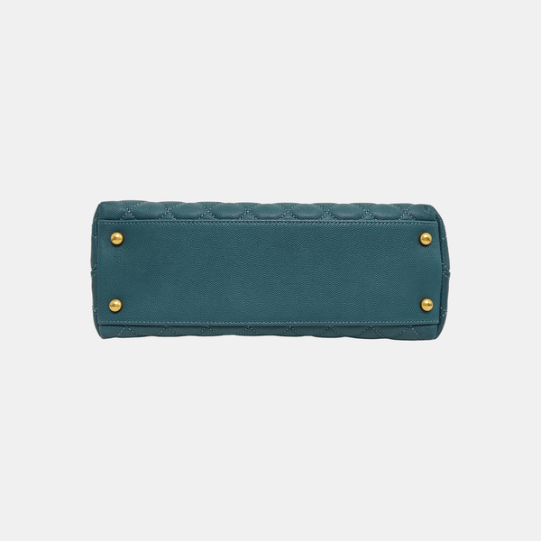 COCO HANDLE Medium Quilted Grained Calfskin Blue