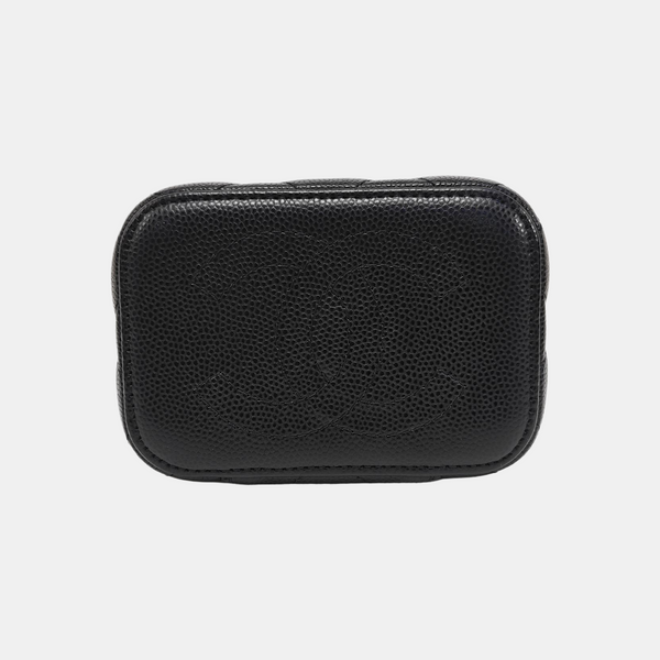 Quilted Grained Calfskin Shoulder Bag Black
