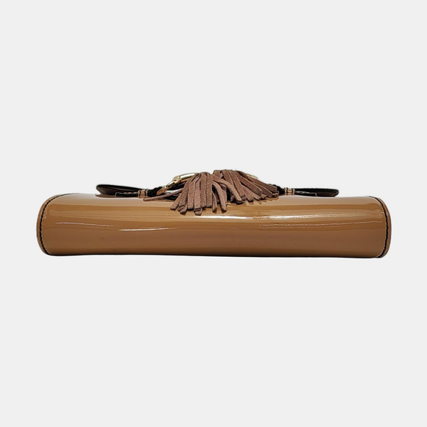 Emily Chain Small Patent Leather Brown