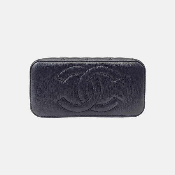VANITY CASE Small Quilted Grained Calfskin Metallic