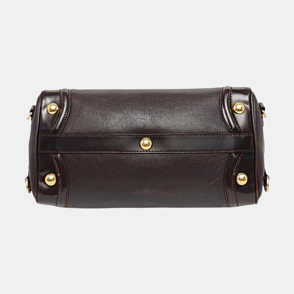 Leather Top Handle Bag Red