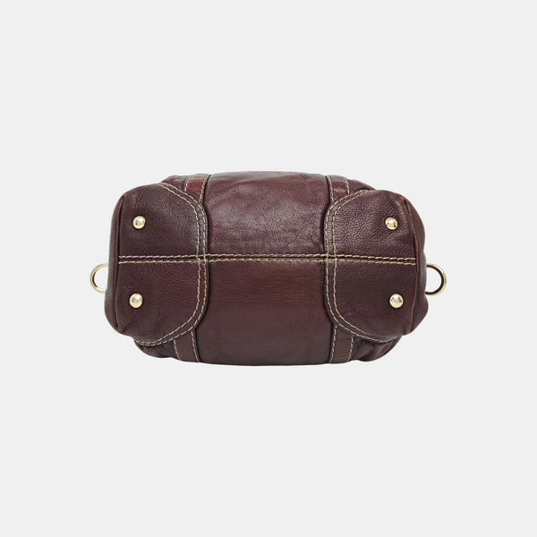 Calfskin Top Handle Bag Brown