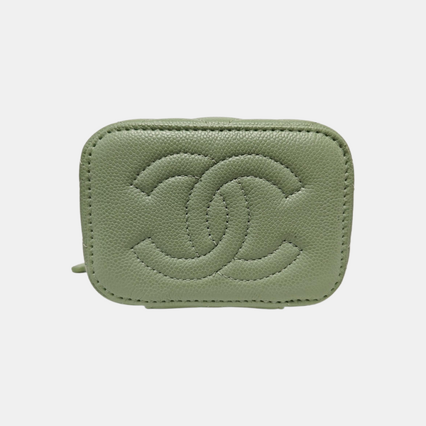 VANITY CASE Mini Quilted Grained Calfskin Green
