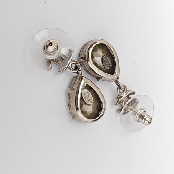 CC Logo Metal Silver Stud Earrings