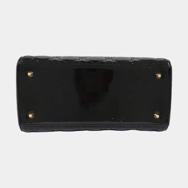 Lady Dior Medium Cannage Patent Leather Black