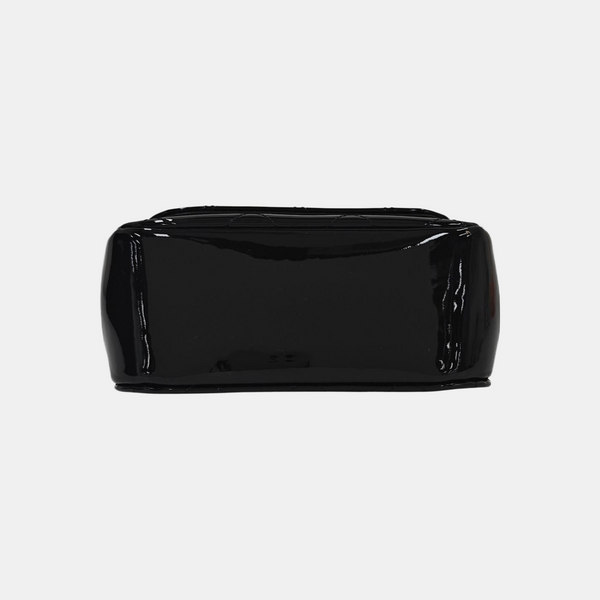Quilted Patent Leather Shoulder Bag Black