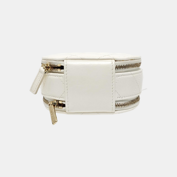 ROUND Quilted Lambskin White
