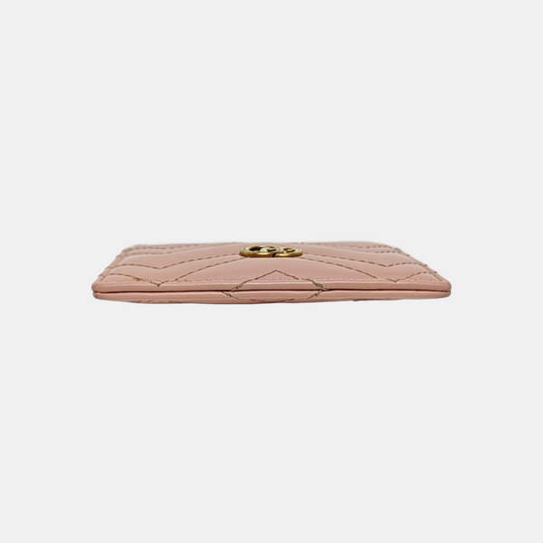 GG Marmont Mini Quilted Calfskin Pink Card Holder