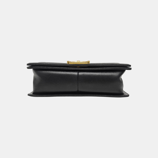 BOY CHANEL Medium Quilted Grained Calfskin Black