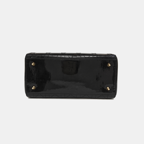 Lady Dior Medium Cannage Patent Leather Black