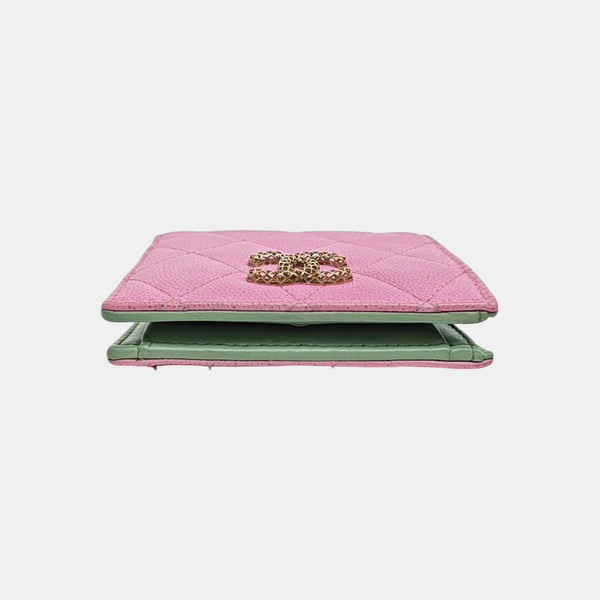 Quilted Grained Calfskin Wallet Purple