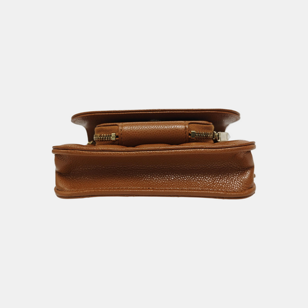 BUSINESS AFFINITY Quilted Grained Calfskin Brown