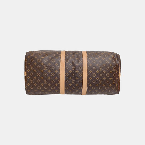 KEEPALL 55 Monogram Coated Canvas Brown