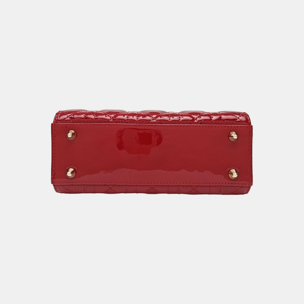 Lady Dior Small Cannage Patent Leather Red
